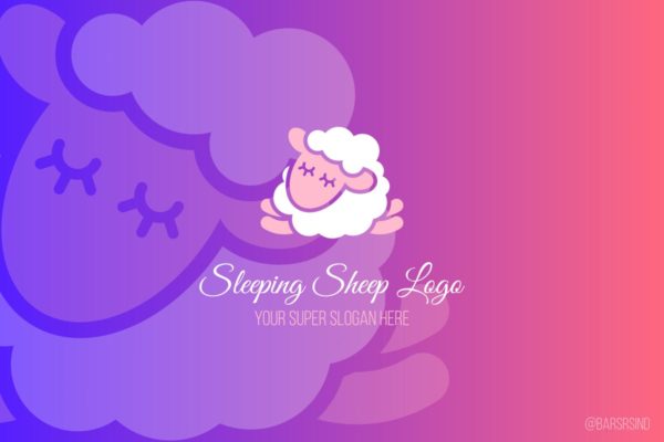 儿童主题品牌熟睡的绵羊图形Logo模板 Sleeping Sheep Logotype