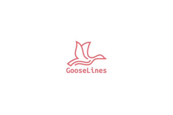 天鹅简笔画线条图形Logo设计16设计网精选模板 Goose Lines Logo