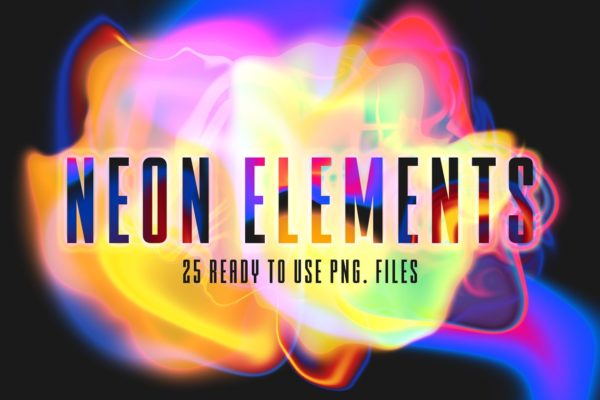 25款抽象霓虹灯色彩肌理素材 25 Abstract Png Neon Elements