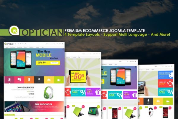 现代设计风格电脑数码类电商网站Joomla主题模板16素材网精选 Vina Optician &#8211; Premium eCommerce Joomla Template