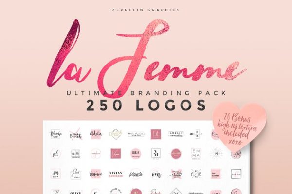 250个女性风格品牌Logo模板 250 Feminine Logos Pack
