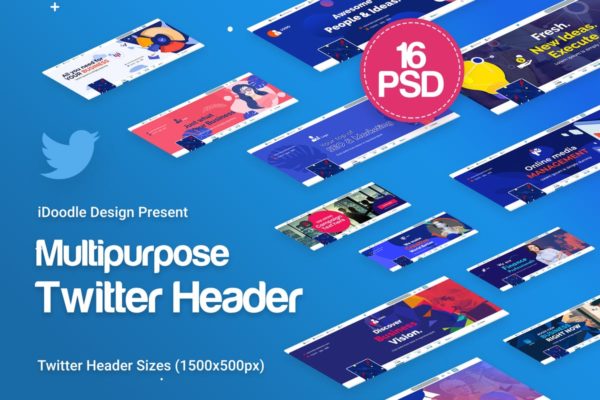 Twitter社交媒体Banner&amp;广告设计模板16图库精选 Twitter Headers Multipurpose, Business Ad