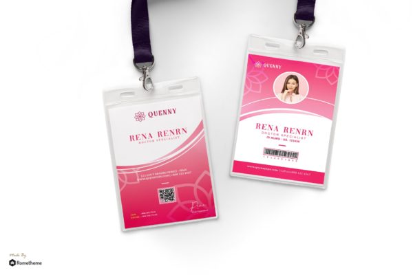 美容SPA会所/美容化妆品企业工牌胸牌设计模板 Quenny &#8211; Spa and Beauty Id Card HR