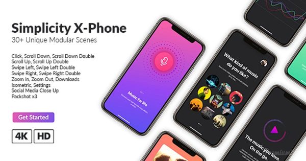 iPhone X 应用&amp;网页设计宣传动态演示亿图网易图库精选AE模板 Simplicity X-Phone Promo