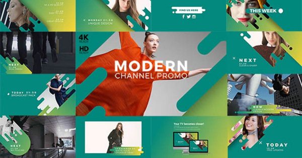 动感现代时尚节目预告开场动画普贤居精选AE模板 Modern Channel Promo v2
