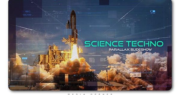 科学技术未来发展视差幻灯片AE视频素材 Science Techno Parallax Slideshow