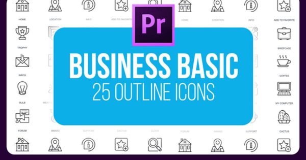 25个商业主题线条动画图标 Business Basic &#8211; 25 Outline Animated Icons