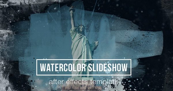 水彩视差动画特效幻灯片视频16设计素材网精选AE模板 Watercolor Parallax Slideshow
