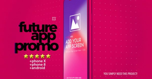 iPhone X/iPhone 8/Android 三合一APP UI演示动态样机16设计素材网精选AE模板 Future App Promo