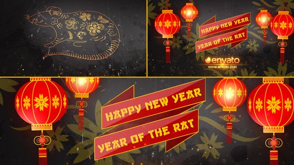 2020年中国风新年/鼠年晚会开场视频16图库精选AE模板 Chinese New Year Opener 2020