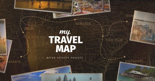 旅行足迹地图记录视频16图库精选AE模板 My Travel Map
