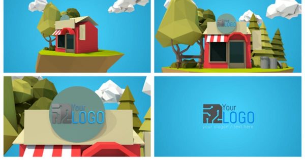 3D商店卡通动画logo演示亿图网易图库精选AE模板 Store Logo