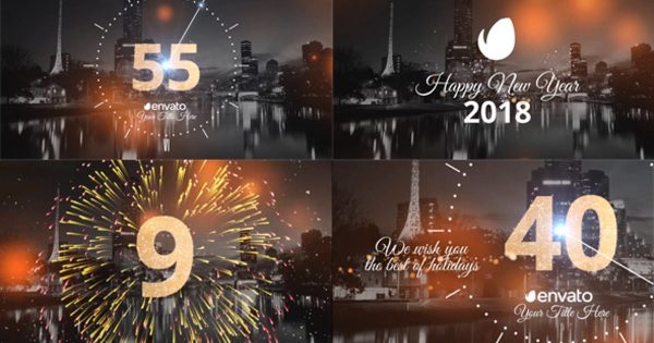 2019年新年跨年晚会倒数视频16图库精选AE模板 New Year Countdown 2019