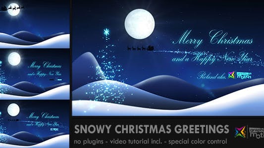 雪花粒子夜景圣诞节祝福视频亿图网易图库精选AE模板 Snowy Christmas Greetings