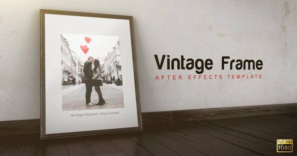 复古相框浪漫氛围画廊幻灯片AE视频模板 Vintage Frame Gallery