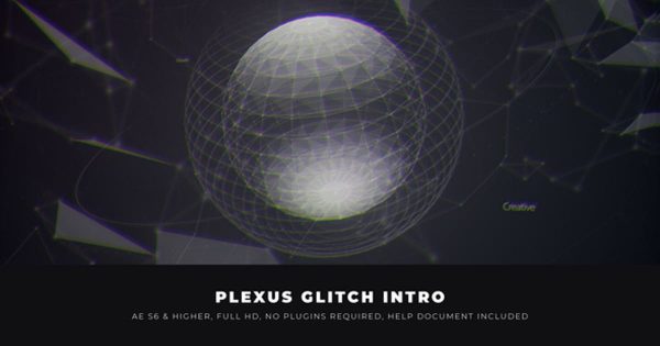 失真故障闪现开场特效AE视频模板 Plexus Glitch Intro