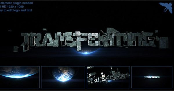 3D科幻变形金刚动画特效Logo演示16图库精选AE模板 Transforming Logo