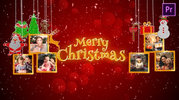 圣诞节主题家庭电子相册粒子动画效果PR视频模板 Christmas Joy