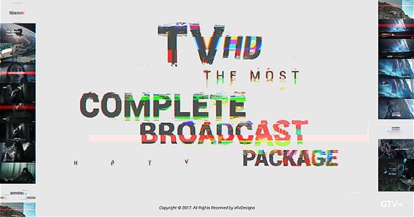 炫酷电视节目预告16图库精选AE模板 Glitch TV Complete Broadcast Graphics Package
