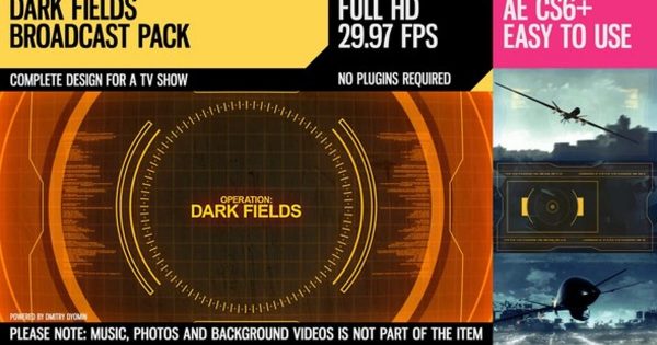 特工反恐主题电影预告片16设计素材网精选AE模板 Dark Fields (Broadcast Pack)