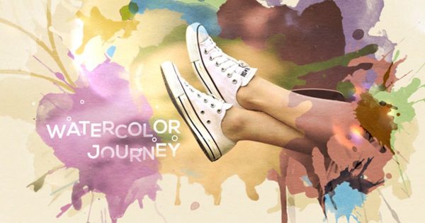 夏日假期旅行水彩风格幻灯片视频普贤居精选AE模板 Watercolor Journey