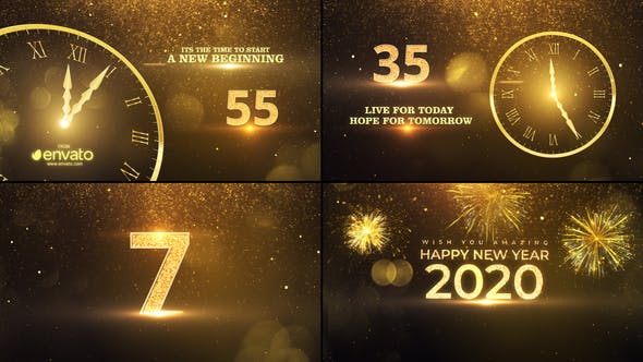 2020年新年60倒计时粒子动画特效16图库精选AE模板 New Year Countdown 2020