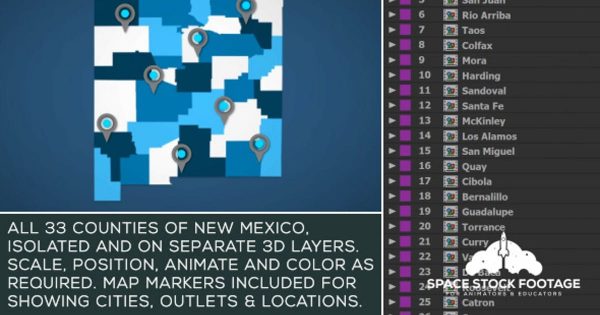 新墨西哥地图位置动画AE视频模板 New Mexico Map Kit