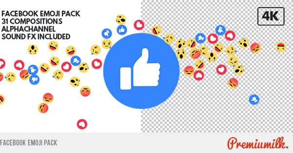 Facebook社交新媒体动态表情16设计素材网精选AE模板 Facebook Emoji Pack