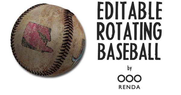 可编辑旋转棒球16设计素材网精选AE模板 Editable Rotating Baseball