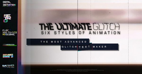 70种信号故障视频字幕标题特效素材中国精选AE模板 The Ultimate Glitch Text Maker + 70 Title Animation Presets  Pack