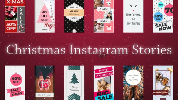 Instagram社交平台圣诞节促销广告视频亿图网易图库精选AE模板 Christmas Instagram Stories