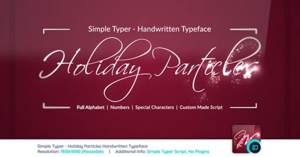 魔法粒子特效视频标题16设计素材网精选AE模板 Simple Typer &#8211; Holiday Particles Handwritten Typeface