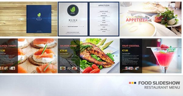 高档西餐厅菜单菜系展示视频AE素材 Restaurant Menu