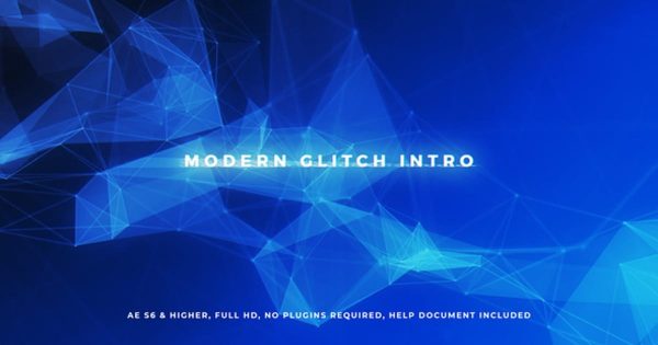 几何水晶科技故障特效logo演示16图库精选AE模板 Modern Glitch Intro