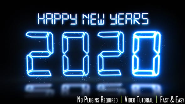 2020新年数字时钟揭幕动画特效视频普贤居精选AE模板 2020 New Years Reveal