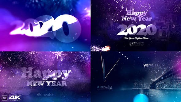 粒子动画特效2020年现代时钟倒计时视频16素材精选AE模板 New Year Countdown 2020