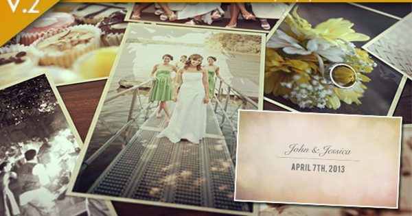婚礼照片幻灯片视频聚图网精选AE模板 Wedding Photos Slideshow
