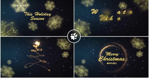 冬季雪花粒子效果圣诞logo演示素材