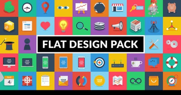 创意扁平化设计概念图标动画视频亿图网易图库精选AE模板 Flat Design Pack