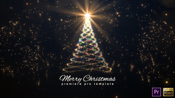 火树银花发光粒子动画特效创意圣诞树PR视频模板 Christmas Logo &#8211; Premiere Pro