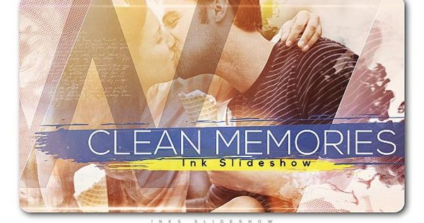 简洁浪漫回忆油墨特效幻灯片视频16设计素材网精选AE模板 Clean Memories Inks Slideshow