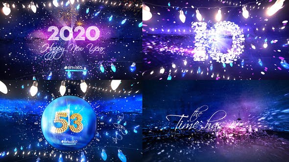 2020年新年倒计时派对翻页粒子动画特效普贤居精选AE模板 New Year Eve Party Countdown 2020