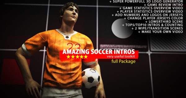 魅力足球体育节目片头普贤居精选AE模板 Amazing Soccer Intros