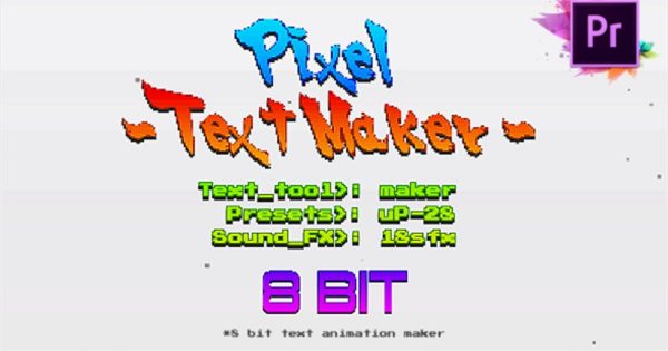 复古怀旧街机游戏毛刺标题字幕素材天下精选PR模板 Arcade Text Maker 8bit Glitch Titles | Mogrt