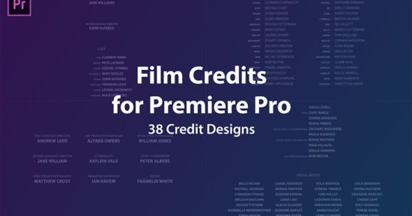 电影视频片尾字幕动画16设计素材网精选PR模板 Film Credits Kit