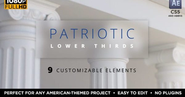 财经政治字幕条动画16设计素材网精选AE模板 Patriotic Lower Thirds