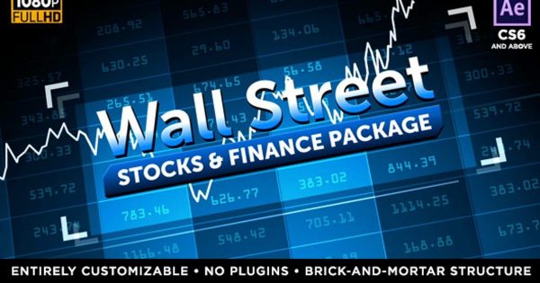 华尔街股市播报节目普贤居精选AE模板 Wall Street &#8211; Stock Market and Finance Package
