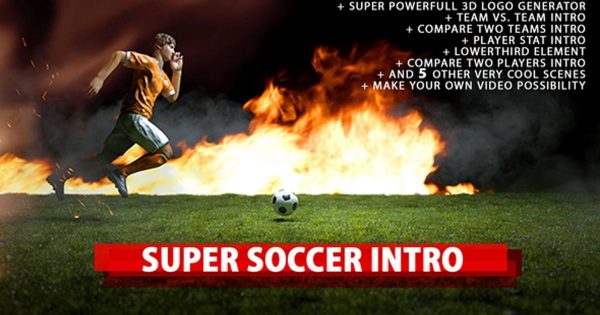 超级足球体育竞技节目片头普贤居精选AE模板 Super Soccer Intro