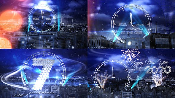 2020新年前夜城市夜空倒计时特效视频片头素材16图库精选AE模板 New Year Eve Countdown 2020