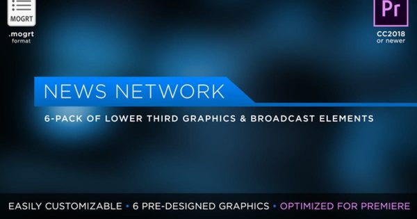 新闻直播节目下方轮播特效亿图网易图库精选PR模板 News Network Pack | MOGRT for Premiere Pro